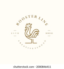 Hipster Rooster Vintage Retro Logo Minimalist