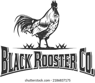 Hipster Rooster Vintage Retro Logo Minimalist	