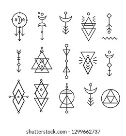 Hipster sacred geometric shapes vector set