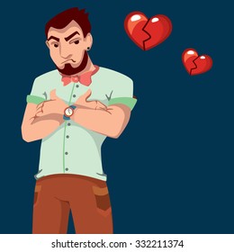 Hipster sad.Love is broken.