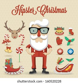 Hipster Santa Claus character illustration