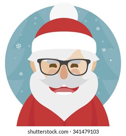 Hipster Santa Claus character illustration. Merry Christmas