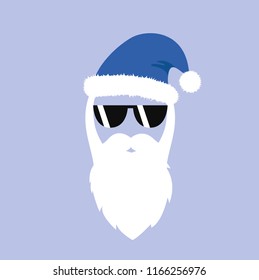 Hipster Santa Claus with cool beard and sunglasses Merry Christmas card design vector illustration EPS 10