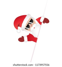 Hipster Santa Claus with cool beard and sunglasses beckons Merry Christmas card design vector illustration EPS 10