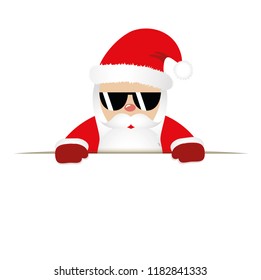 Hipster Santa Claus with cool beard and sunglasses Merry Christmas card design vector illustration EPS 10