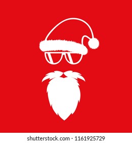 hipster Santa Claus with cool glasses red background vector illustartion EPS10