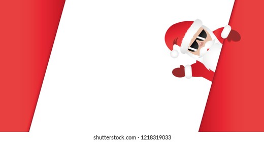 hipster Santa Claus with cool sunglasses beckons red background vector illustartion EPS10