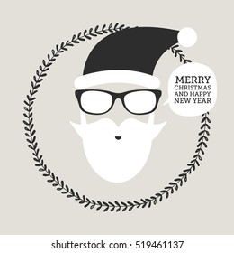 Hipster Santa Claus. Greeting card or invitation on Christmas, new year. vector