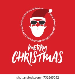 Hipster Santa Claus. Greeting card or invitation on Christmas, new year. vector
