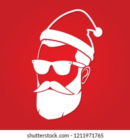 Hipster Santa Claus icon. Vector illustration.