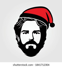 Hipster Santa Claus icon. Vector illustration.