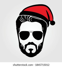 Hipster Santa Claus icon. Vector illustration.	