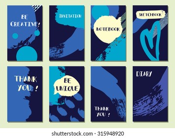 Hipster Sea background. Set of Trendy Posters with hand drawn Background. Modern Style for Invitation, Business Contemporary Design. Hand Drawn Elements for Placards, Flyer. Card