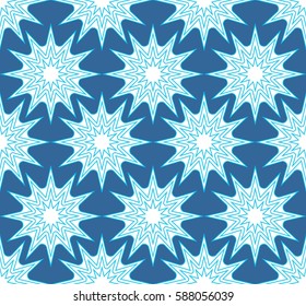 Hipster seamless background with outline star shapes. White stars on blue background, vector EPS 10