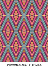 Hipster seamless colorful tribal pattern with geometric elements