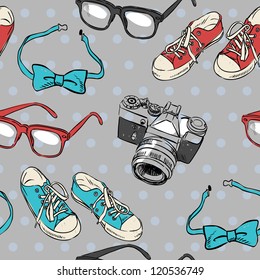 Hipster seamless pattern