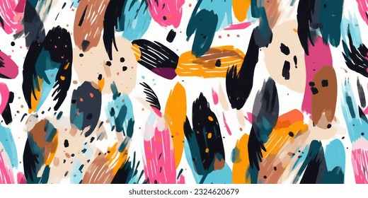 hipster seamless pattern with brush stroke elements. 