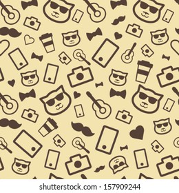 Hipster seamless pattern. Fully editable vector.