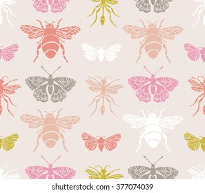 Hipster seamless pattern with Insects . Abstract triangular style. Vector background.