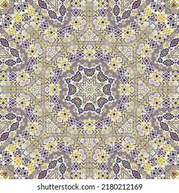 Hipster seamless pattern of simple geometry shapes composition. Ethnic spanish design. Packaging print. Small elements symmetry. Vector embroidery ornament.