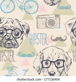 hipster seamless pattern, Sketchy illustration hand drawn, vector object isolated with triangel, realistic image