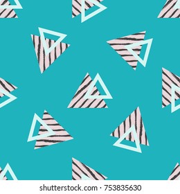 Hipster Seamless Pattern with Triangles , Grange Illustration Print for Surface , Invitation , Notebook,Banner,Wrap Paper,Textiles,Cover,Magazine,Birthday,Wedding,Party 