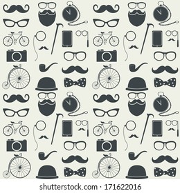  Hipster seamless pattern. Vector, EPS 8.