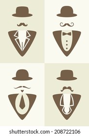 hipster set - abstract gentleman character collage 