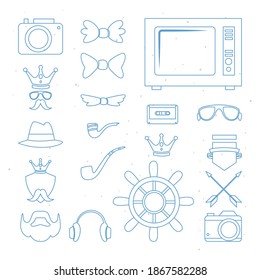 Hipster set icons design, Style vintage retro fashion culture theme Vector illustration