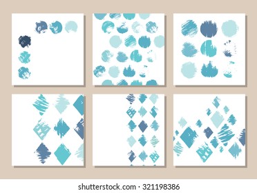 Hipster Set of Modern Grunge Trendy hand drawn Card. Made with Ink. Business Creative Contemporary Design. Templates For Placards, Posters, Flyers, Diary, Notebook, Invitation and Banner Designs.