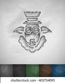 hipster sheep icon. Hand drawn vector illustration