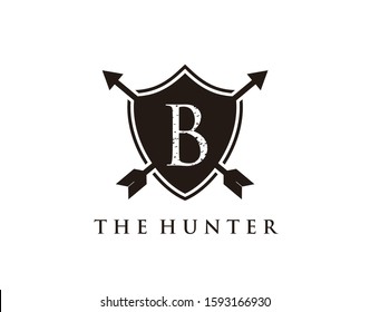 Hipster Shield B Letter Logo Icon.