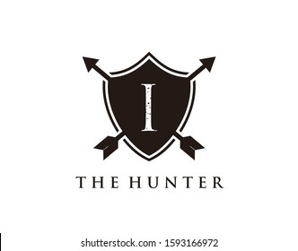 Hipster Shield I Letter Logo Icon.