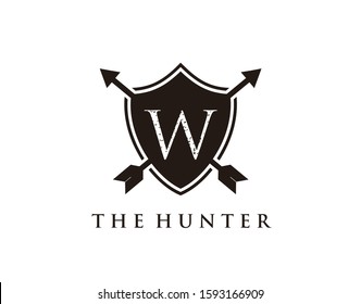 Hipster Shield W Letter Logo Icon.