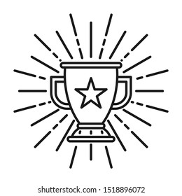 Hipster shiny trophy award with star icon design vector