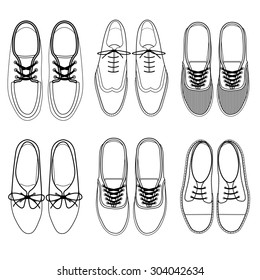 hipster shoes  line isolated on white background. Vector illustration