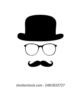 Hipster silhouette , Glasses hat and mustache