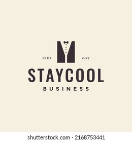 hipster simple suit waiter logo design vector graphic symbol icon illustration creative idea