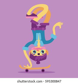 A hipster skater boy colorful vector cartoon character.