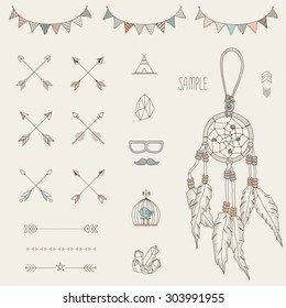 Hipster sketch style info graphics elements set for retro design.