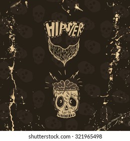 Hipster Skull Background