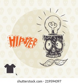 Hipster Skull Background, Eps 10 Vector Illustration