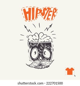Hipster Skull Background, Eps 10 Vector Illustration