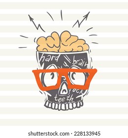 Hipster Skull Background, Eps 10 Vector Illustration