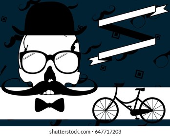 hipster skull fashion background in vectro format very easy to edit 