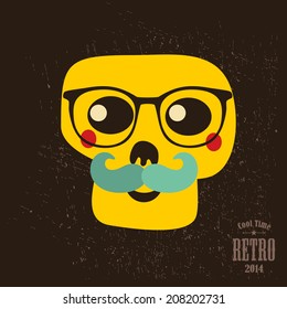 Hipster skull in glasses. Vector illustration.