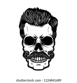 Hipster Skull Hairstyle Design Element Poster Stock Vector (Royalty ...