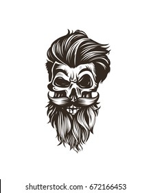 Hipster skull icon, vector illustration