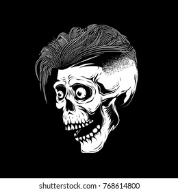 Hipster skull illustration on white background. Design element for poster, emblem, sign, t shirt. Vector illustration