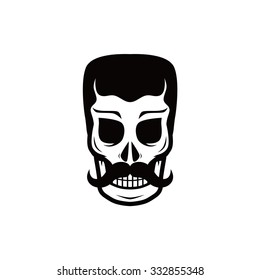hipster skull with mustache
